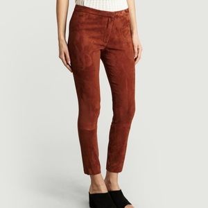 NWT Theory Stretch Suede Skinny Brown Pant 00